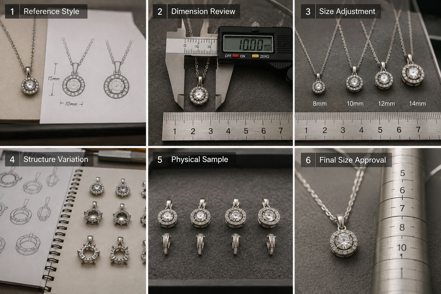 Custom jewelry size and style development with sample approval