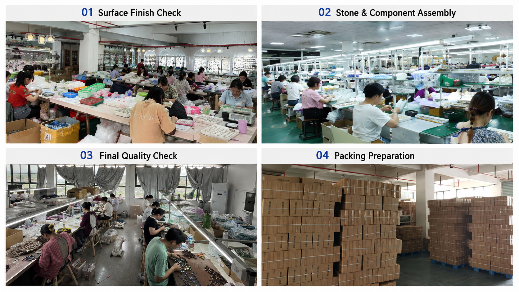 Jewelry finishing assembly quality inspection and packing preparation process