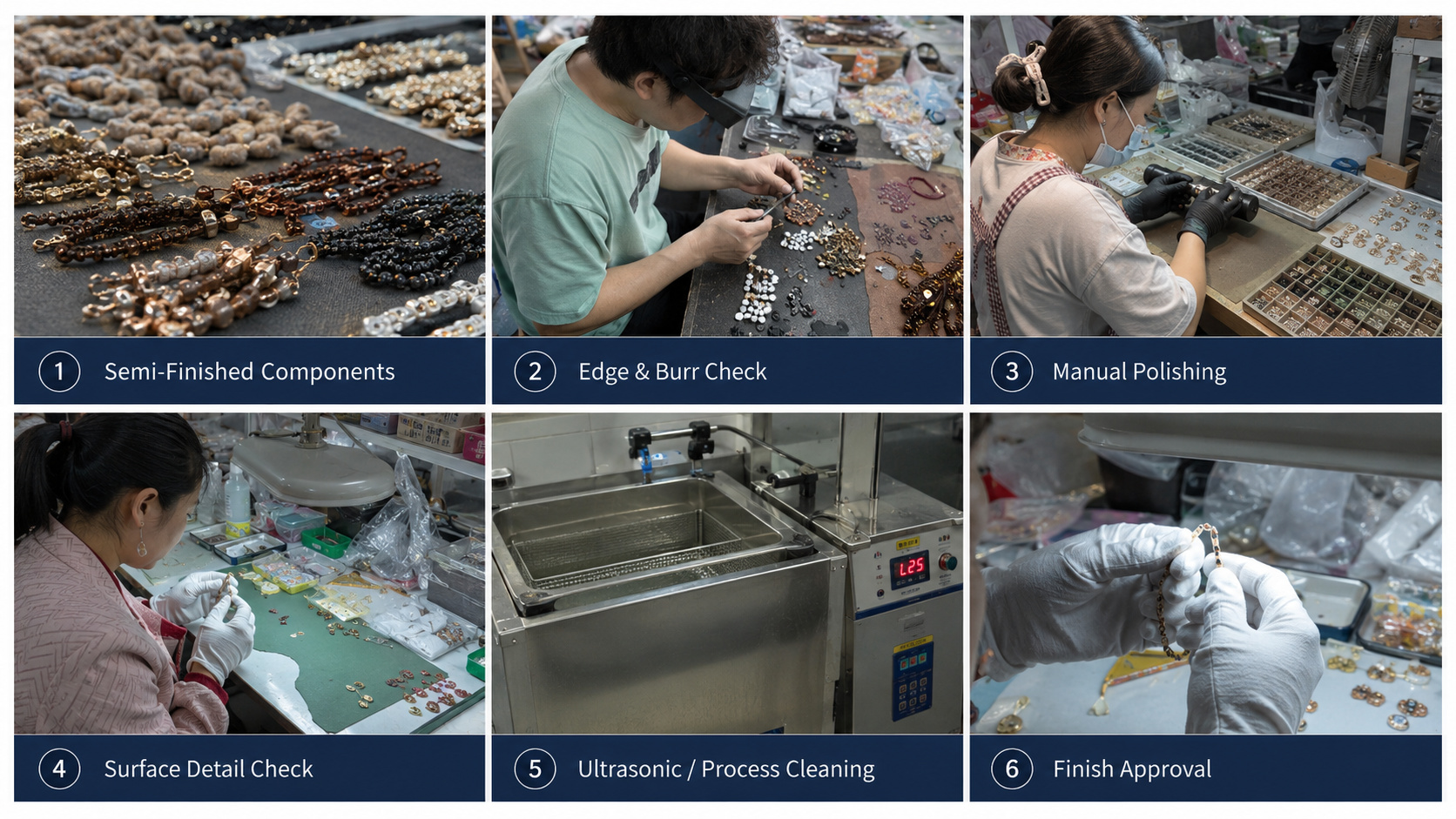 Jewelry polishing surface finishing cleaning and finish approval process