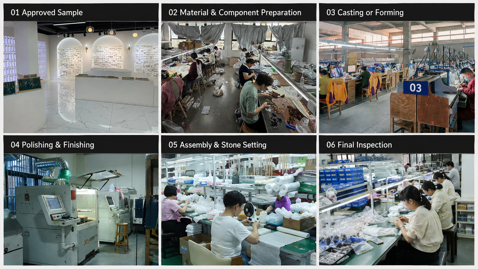 Jewelry production process from approved sample to assembly and final inspection