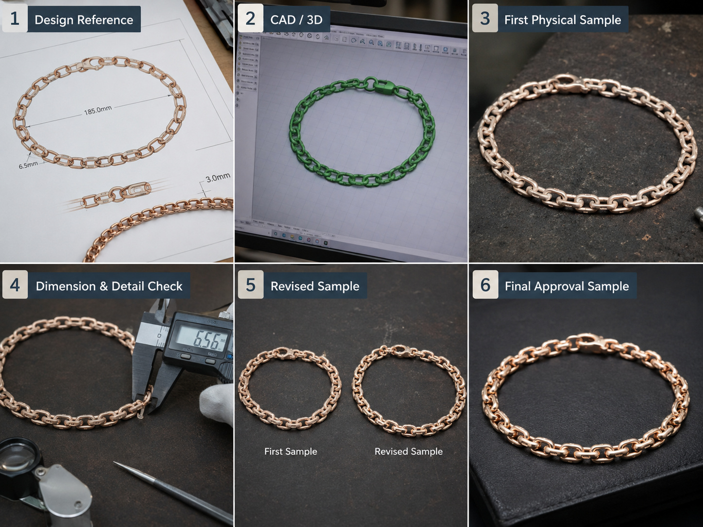 Jewelry sample development with CAD review and approved sample