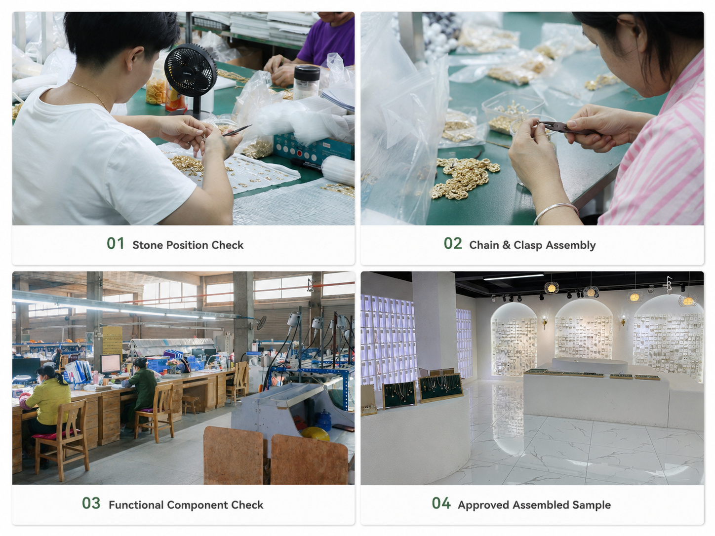 Jewelry stone setting clasp assembly and functional component inspection